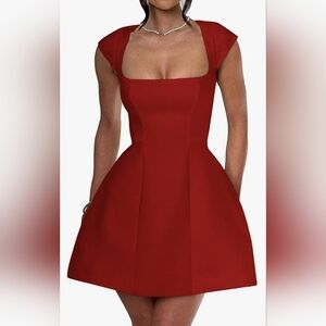 Lu Feng Sexy Red Dress with Cap sleeves, Square Neckline, XL, NWT